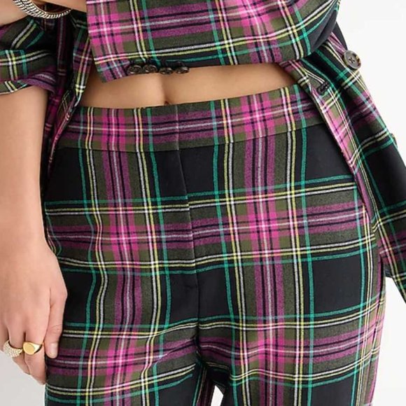 New women's J Crew Kate straight leg pant in pink Stewart tartan plaid wool - Picture 2 of 12